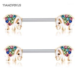 TIANCIFBYJS mamelon Barbell Piercing boucle d'oreille Carlitage 14G en acier inoxydable bijoux de corps entier cristal mamelon anneaux barres 20pcs1257w