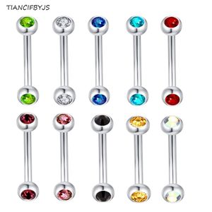 TIANCIFBYJS – anneaux à sourcils en acier, Double gemme, haltère incurvée, calibre 16, 1283m, bijoux pour le corps, 10 couleurs, barre de Labret pour nez, 240109