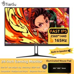 Tiansu 24inch QHD Gaming Monitor 165Hz 2k écran plat Affichage pour PC 144Hz 100% SRGB IPS Gamer informatique Moniteurs HDMI