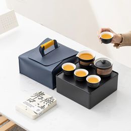 Tianview-juego de té de cerámica portátil, taza rápida, tetera de mar, caja de té, coche al aire libre, viaje de Kung Fu 240325
