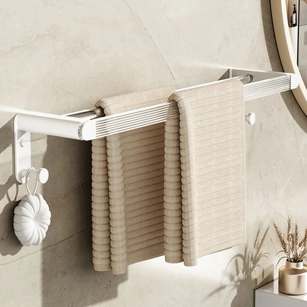 Tianview Space Aluminium crème vent blanc acrylique serviette de serviette brosse toilettes salle de bain mural serrage de serviette de bain mural étagère 240522