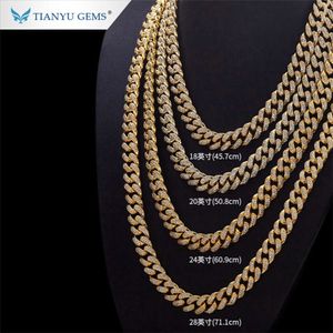 Tianyu edelstenen aangepaste hiphop ketting Miami Mossanite Real 10K 14K 18K vaste gouden diamant Moissanite Cubaanse linkketens voor heren