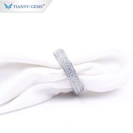 Tianyu Gems – bagues personnalisées en or blanc avec diamants Moissanite pour hommes, réglage complet, larges pierres précieuses