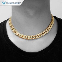 Tianyu – chaîne de bijoux Ice Out, diamants Hip Hop Moissanite, lien cubain personnalisé, chaînes en or pur 14k 18k