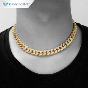 Tianyu Gems Ice Out Sieradenketen Hip Hop Moissanite Diamonds Aangepaste Cubaanse link 14k 18K Pure Gold Chains ketting