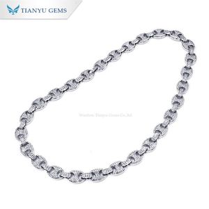 Tianyu Gems Ice Out Jewelry Hip Hop Chain Collar D Color Diamante Moissanite Diamantes Pure White Gold Cuban Link