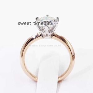 Tianyu Gemstone Bijoux Aangepast 2CT VVS Moissanite Bague Solitaire 14k 18K Diamond verloving Bruiloft Goudring voor vrouwen