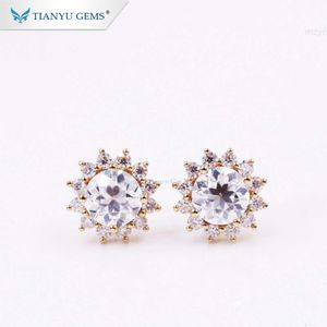 Tianyu – boucles d'oreilles en or jaune pur, faites à la main, Moissanite Oec, pour dames, vente en gros