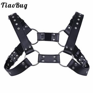 TiaoBug Ceinture de bondage sexy réglable en faux cuir pour homme Harnais de poitrine avec joint torique connecté Érotique pour homme BDSM Bondage Party Lingerie249h