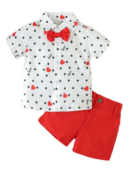 Tiaobug Toddler Baby Boys Boys Tentime Short Bowtie Shirt top et short Gentleman Set pour la fête d'anniversaire PO 240426