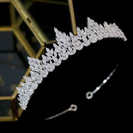 tiara AAA CZ bruids hoofdtooi bruiloft sieraden bruid kristallen kroon hoofdband mode-sieraden A00676 240301