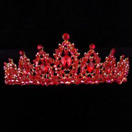 Tiaras 2018 Barokke Rhinestone Bridal Crown Tiaras Handmade Red Crystal Diadeem Tiaras voor bruid headbanden bruiloft haaraccessoires Z0220