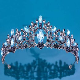 Tiaras 2023 NUEVA CRISTAL BAROCA Tiara Crown Women Wedding Girls Party Gift Vintage Bridal Bridal Rhinestone Crown Hair Jewelry