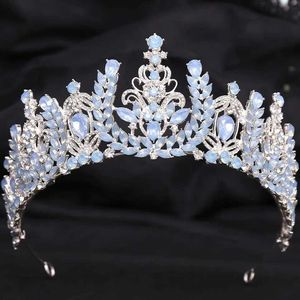 Tiaras 7 kleuren Luxe barokke opaal Crystal Tiara Crown For Women Wedding Party Dress Elegant Queen Bridal Bride Crown Headband