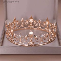 Diadèmes AiliBride Or Couronne Ronde Roi Reine Mariage Diadème Mariée Casque Hommes Parti Cristal Bijoux De Cheveux Accessoires De Cheveux De Mariage Y240319