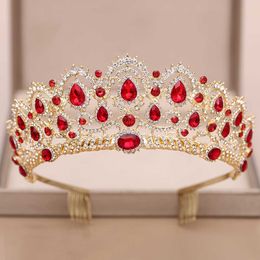 Tiaras ailibride tiara bruiloft kroon bruiloft haaraccessoires rood kristal strass tiaras en kronen voor bruids bruidshaar sieraden z0220
