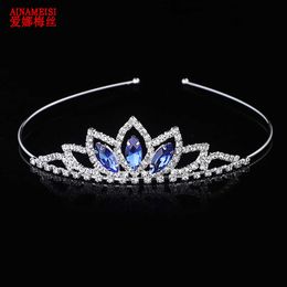 Diadèmes AINAMEISI Cristal Verre Couronne Bandeau Enfants Fille Princesse Couronne Coiffe De Mariage Accessoires De Cheveux Cadeaux De Fête Z0220