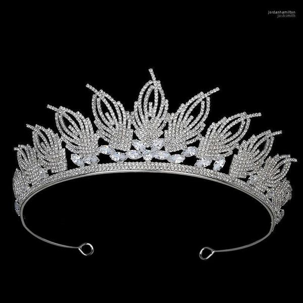 Diadèmes Et Couronne HADIYANA Vintage Tempérament Plume Forme Pour Wemen De Noce Bandeau Strass BCY8926 Princesa1