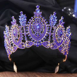 Tiaras barokke ab Crystal Big Tiara Crown For Women Girls Wedding Party Luxe jurk Queen Bruidal Bridal Crown Hair Accessoires