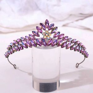 Tiaras Baroque Headswear Multicolor Purple Bleu AB Crystal Opal Tiara For Women Party Dress Acydories Bridal Bride Crown