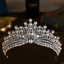 Tiaras Baroque Luxury Silver Color Crystal Tiara For Women Wedding Girls Party Elegant Rhinestone Crown Hair Dress ACCESSOIRES