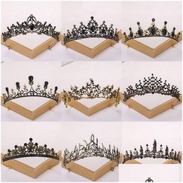 Tiaras barroco vintage tiara y coronas crystal rhinestone accesorios para el cabello de la boda reina princesa princesa más diseño cabeza joya dhhs7