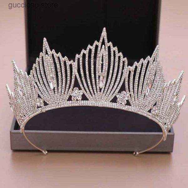 Diadèmes Mariée Cristal Strass Couronnes Couleur Argent Grands Diadèmes Femmes Mariée Pageant Accessoires De Cheveux De Mariage Reine Couronne Bijoux De Cheveux Y240319