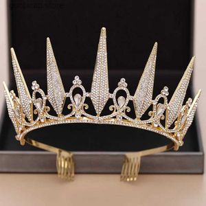 Tiara Bruid hoofdtooi Barok temperament kroon strass kroon Europese retro luxe prinses verjaardag trouwjurk accessoires Y240319