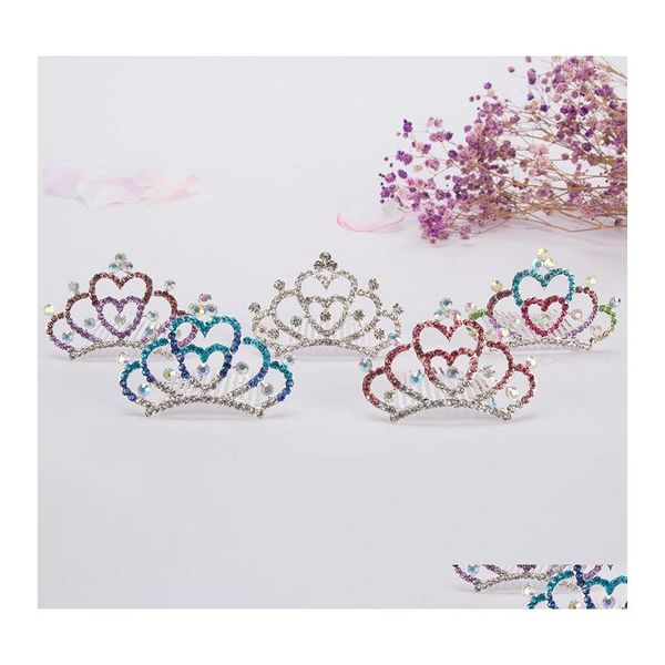 Diadèmes Enfants Mode Incrusté Diamant Belle Fille Couronne Poils Couronnes Généreux Et Simple Enfant Effectuer Accessoires De Cheveux 2 8Bj B3 Drop Otfsv