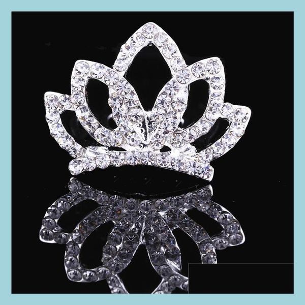 Tiaras Crystal Crown Girls Tiara Comb Shiny Rhinestone Hair Head Wear Hija Fiesta de cumpleaños Accesorios de moda Drop Delivery Jewe Dhl1P