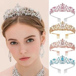 Tiaras Crystal Tiara Crowns Haarclip Ewith Combs Round Wedding Bridal Crown Jewelry For Women Bride Wedding Hair Accessories Z0220