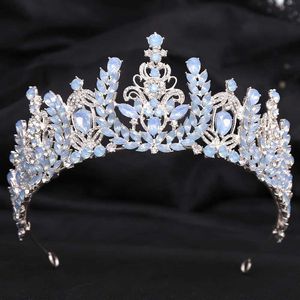 Tiaras style différent Blue Opal Tiara Crown Femmes Femme de mariage Cadeau de mariée Elegant Bridal Crystal Crown Hair Dressy