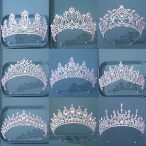 Tiara's diverse zilveren kleur kristal kronen bruids tiaras mode koningin strass diadeem cz kopstuk bruiloft haar sieraden accessoires z0220