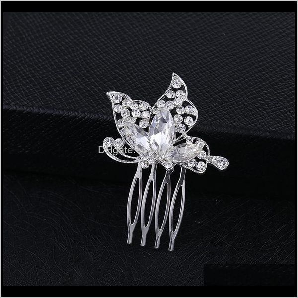 Diadèmes Drop Delivery 2021 Scintillant Cristal Autrichien Papillon De Mariage Diadème À La Main Sier Bijoux De Mariée En Métal Peigne À Cheveux Accessoires Pour Femmes