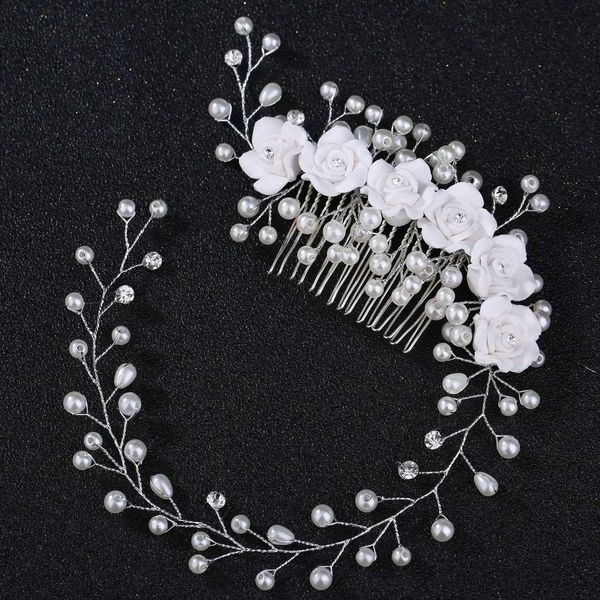 Tiaras Elegant Crystal Flower Pearl Hair Peigt Band Tiara Hairpin Women Bride Party Wedding Bridal Hair Accessoires Bijoux