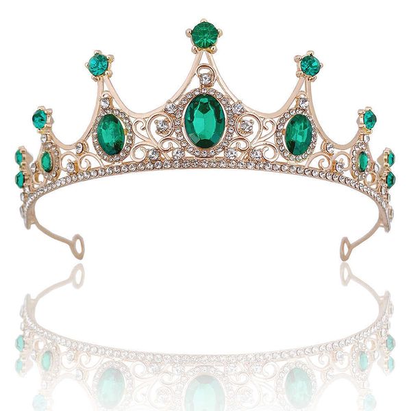 Tiaras Moda Elegante Vintage Pequeño Barroco Verde Cristal Tiaras Corona para Mujeres Niñas Novia Diadema Boda Accesorios de Joyería para el Cabello Z0220