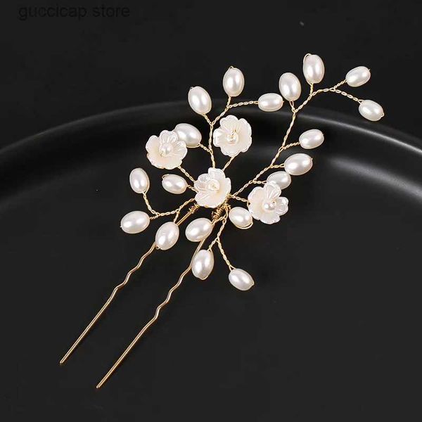 Diadèmes Mode Glod Couleur Design Tête Bijoux Perle Strass Épingles À Cheveux Bâton Cristal Accessoires De Cheveux De Mariée Femmes Pince À Cheveux De Mariage Y240319