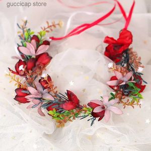 Diadèmes Fleur Bande De Cheveux À Lacets Coiffe Couronne Coiffure De Style Coréen Princesse guirlande Bijoux De Mariage Bandes De Cheveux TiarHair Accessoires Y240319