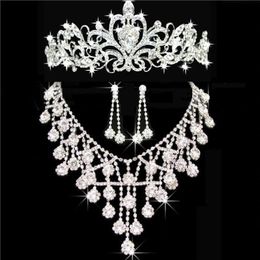 Tiaras Gold Tiaras Crowns Bruiloft Haar Sieraden Neceklace Hoorring goedkope groothandel mode meisjes avond prom feestjurken accessoires 227p