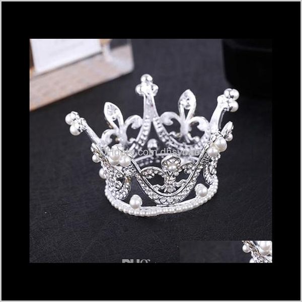 Tiaras Joyería para el cabello Entrega de gotas 2021 Niños Niña de las flores Bebé Círculo de cristal completo Redondo Mini corona Niño Princesa nupcial Rhinestone Perla Tiara