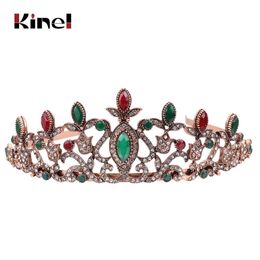 Tiaras Kinel Vintage Mujer Tiara de cristal nupcial Corona Cabeza Joyería Princesa Reina Accesorios para el cabello de boda turca Flor Hairwear Z0220