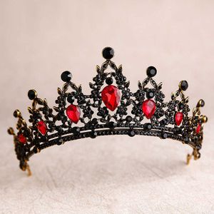 Tiaras kmvexo barokke retro zwarte bruids kristal tiaras kronen prinses koningin optocht prom rhinestone sluier tiara bruiloft haar accessoire z0220