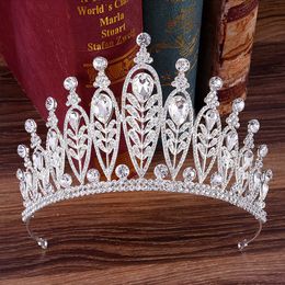 Tiaras kmvexo barokke zilveren kleur laat kristallen steentjes bruiloft kroon luxe grote koningin tiaras hoofdband voor bruids haaraccessoires z0220