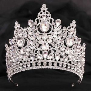 Tiaras coréen Elegant Big Crystal Crown Girls Party For Women Gift Bride Queen Bridal Tiaras Hair Accessoires Bandons