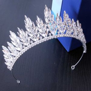 Tiaras coréen Elegant Princess Girls White Crystal Tiara for Women Wedding Gift Bridal Bride Crow