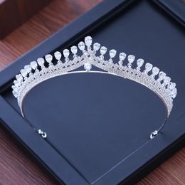 Tiara's Luxe Zirconia Sparking Wedding Crown Tiara's Marquise-Cut Zircon CZ Prom Crown Coronet Crystal Haar Sieraden 230620