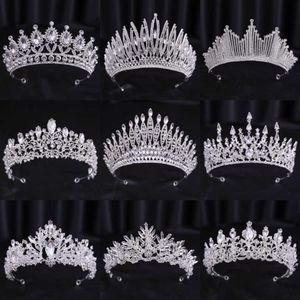 Tiaras Luxury Diverse Silver Color Crystal Crowns Bride tiara Fashion Queen For Bridal Crown Headpiece Wedding Hair Jewelry Accessories Z0220