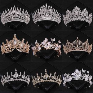 Tiaras Luxe mode Gold Silver Color Crystal Crowns For Women Bruid Princess Queen Pearls Tiaras Diadeems Wedding Hair Accessories Z0220