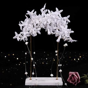 Tiara's Luxe vrouwelijke geschenken sieraden bruiloft sieraden bloem haar sieraden handgemaakte parel kristal haar met witte bloemen bruidshoofdtooi Y240319