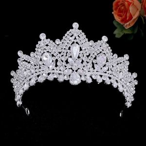 Tiaras Luxe water drop Crystal Tiara Crown For Women Girls Bruiloft Koreaanse elegante prinses Bridal Hair Dress accessoires